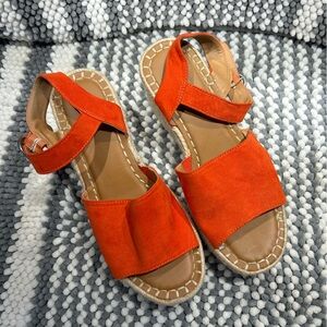 Vibrant Orange Women's Sandals Chunky Wedge